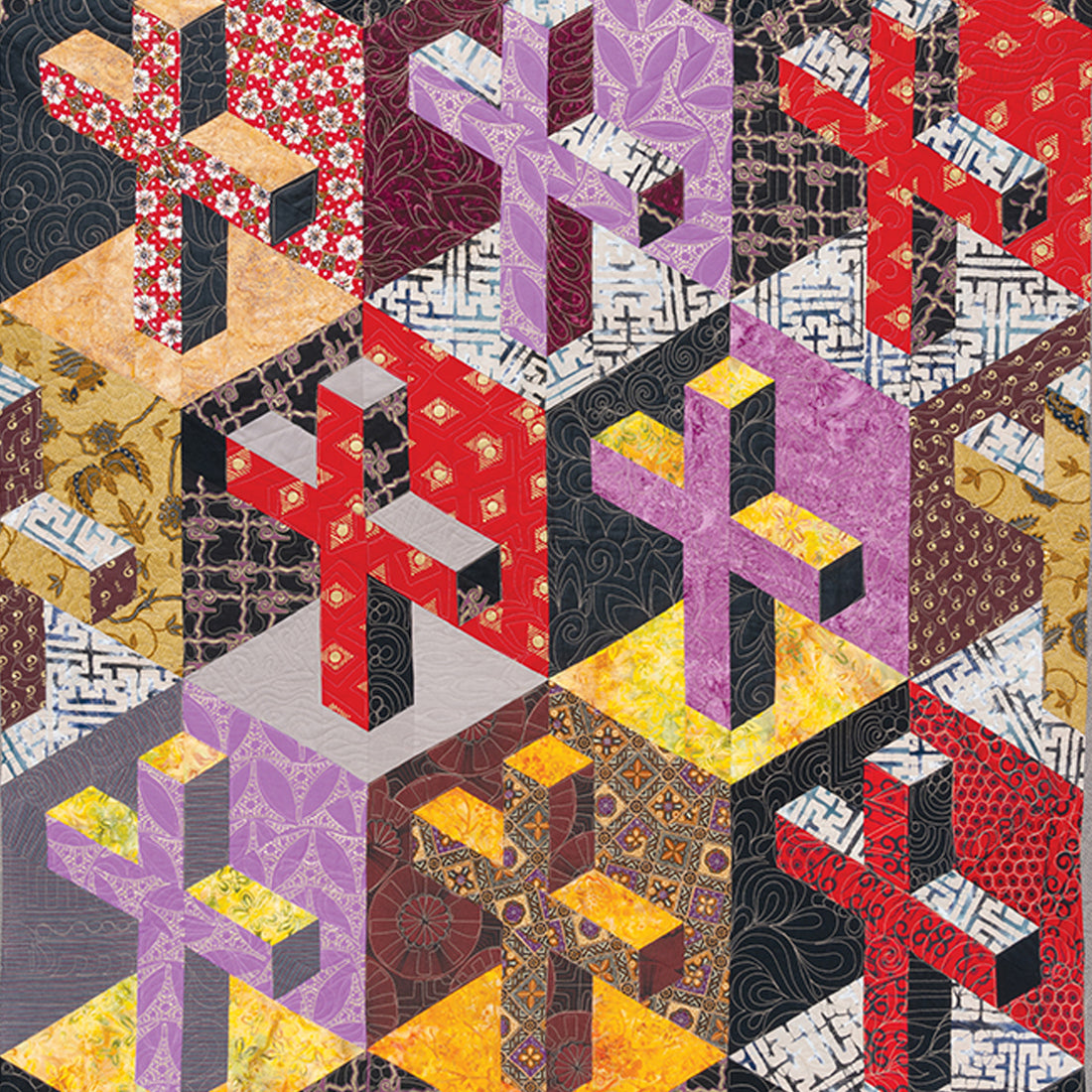 Make 3D quilt blocks showcasing crosses and churches