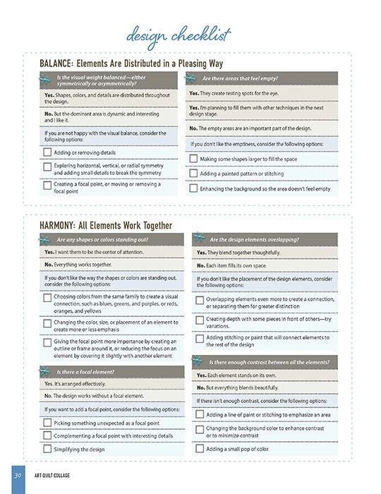 Design Checklist from Art Quilt Collage