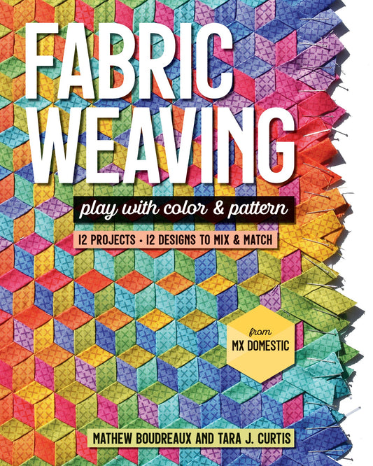 Book cover for Fabric Weaving by Stash Books features a vibrant, multicolored geometric woven fabric pattern, celebrating handcraft artistry.