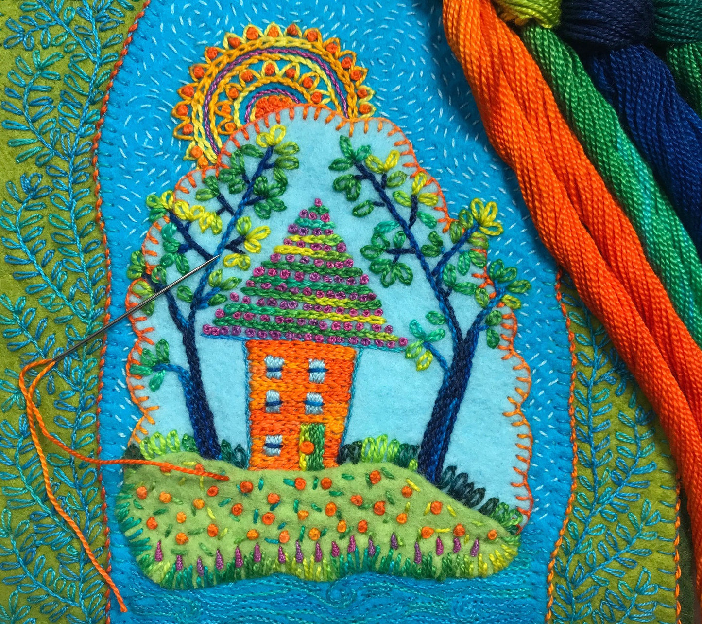 Free-form Embroidery: Little House in the Woods with Stitch Library