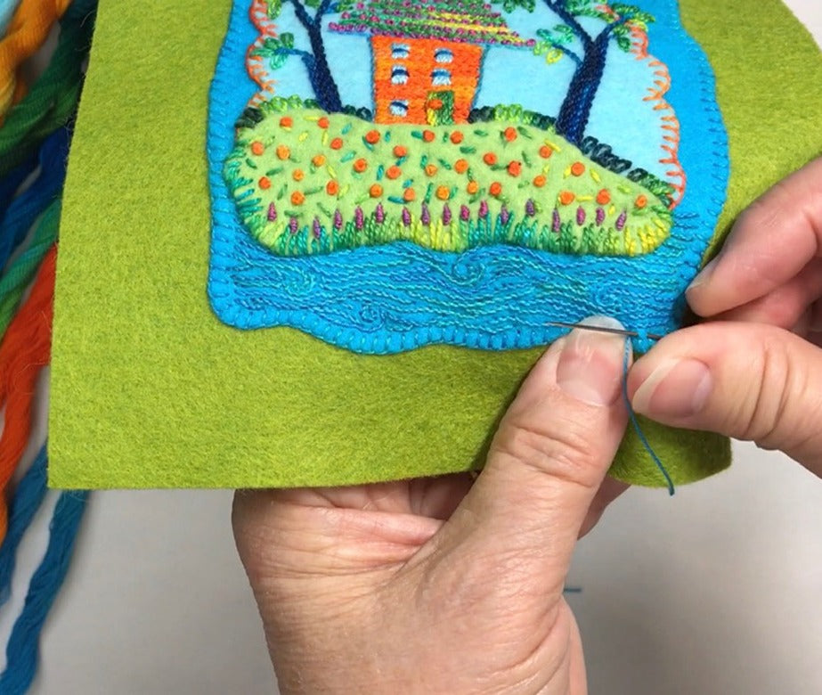 Free-form Embroidery: Little House in the Woods with Stitch Library