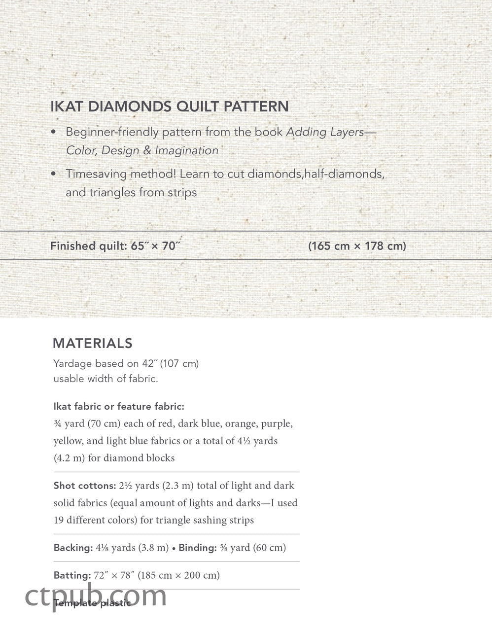Ikat Diamonds Quilt ePattern Digital Download