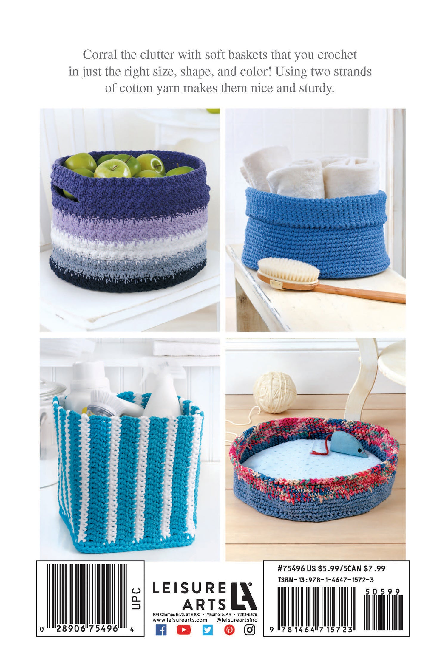 Crochet Baskets—11 Cotton Projects Sized to Organize Your Space!