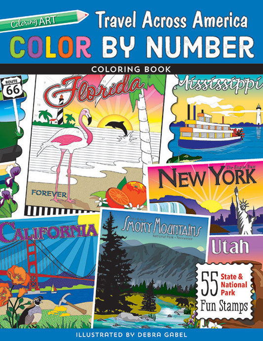 Color by Number Travel Across America Coloring Book POD Print-on-Demand Edition