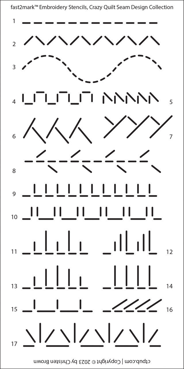 Embroidery Stencils, Crazy Quilt Seam Design Collection