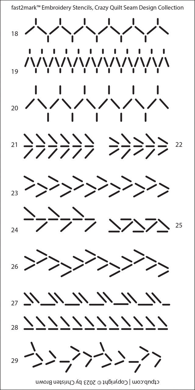 Embroidery Stencils, Crazy Quilt Seam Design Collection