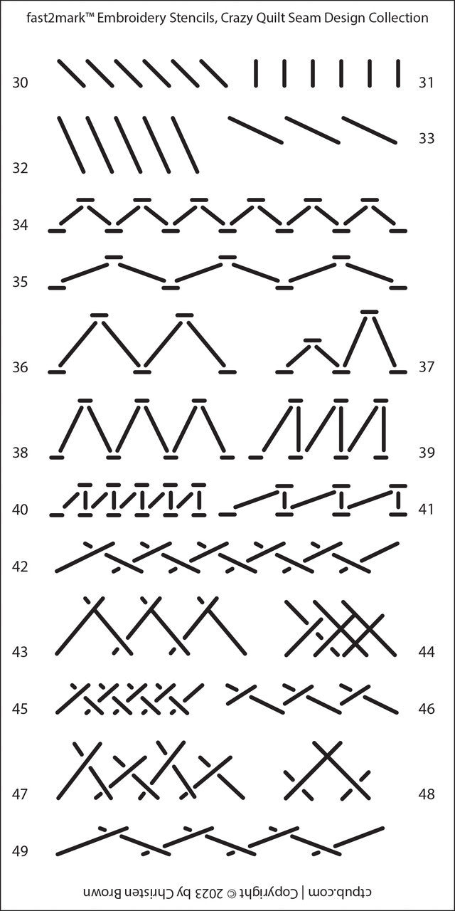 Embroidery Stencils, Crazy Quilt Seam Design Collection