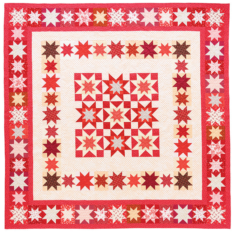C&T Publishing’s Red, White & Blue Star Quilts features rows of eight-pointed stars in vibrant colors with star borders and red edges, all on a white dotted background inspired by Judy Martin’s quilt designs.