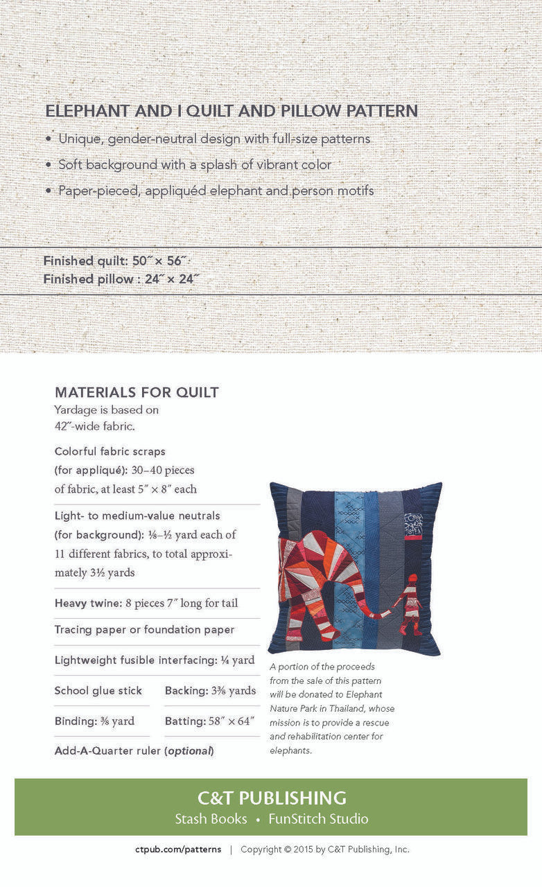 Elephant and I Quilt and Pillow Pattern