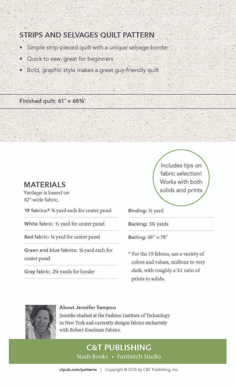 Strips and Selvages Quilt Download Digital Download