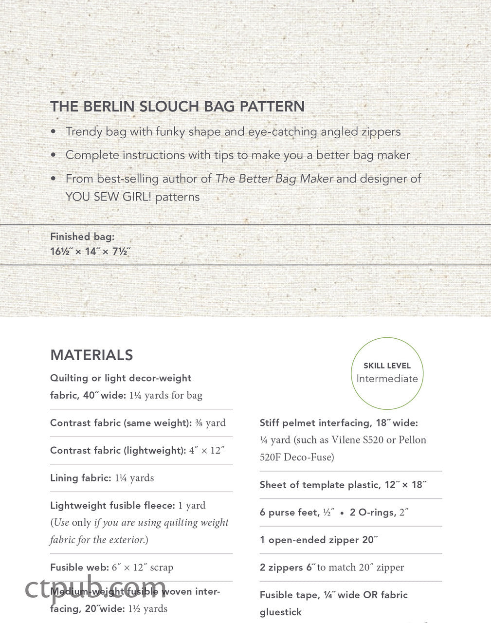 The Berlin Slouch Bag ePattern Digital Download