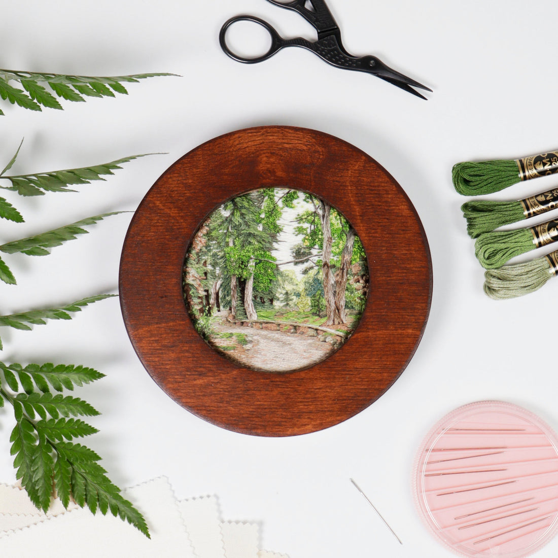Behind the Scenes: The Making of Wooded Trail with Richly Stitched Landscape Embroidery Author Cassandra Dias