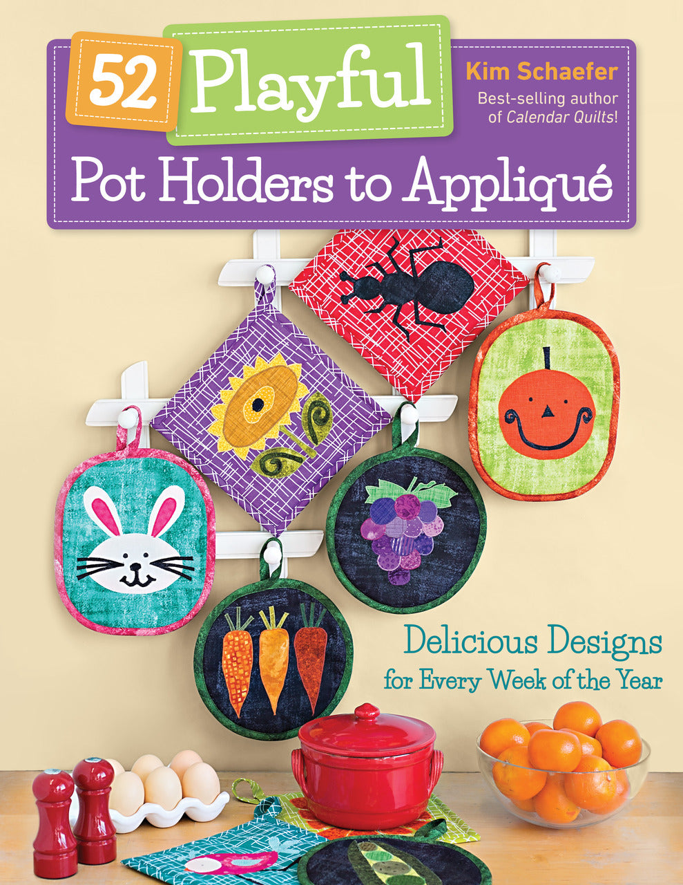 52 Playful Pot Holders to Appliqué Digital Download
