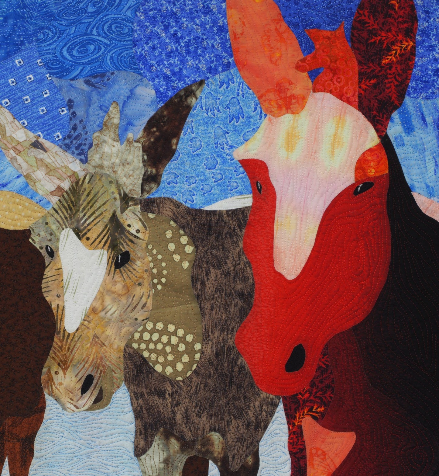 Turned Edge Machine Piecing: Donkey Art Quilt