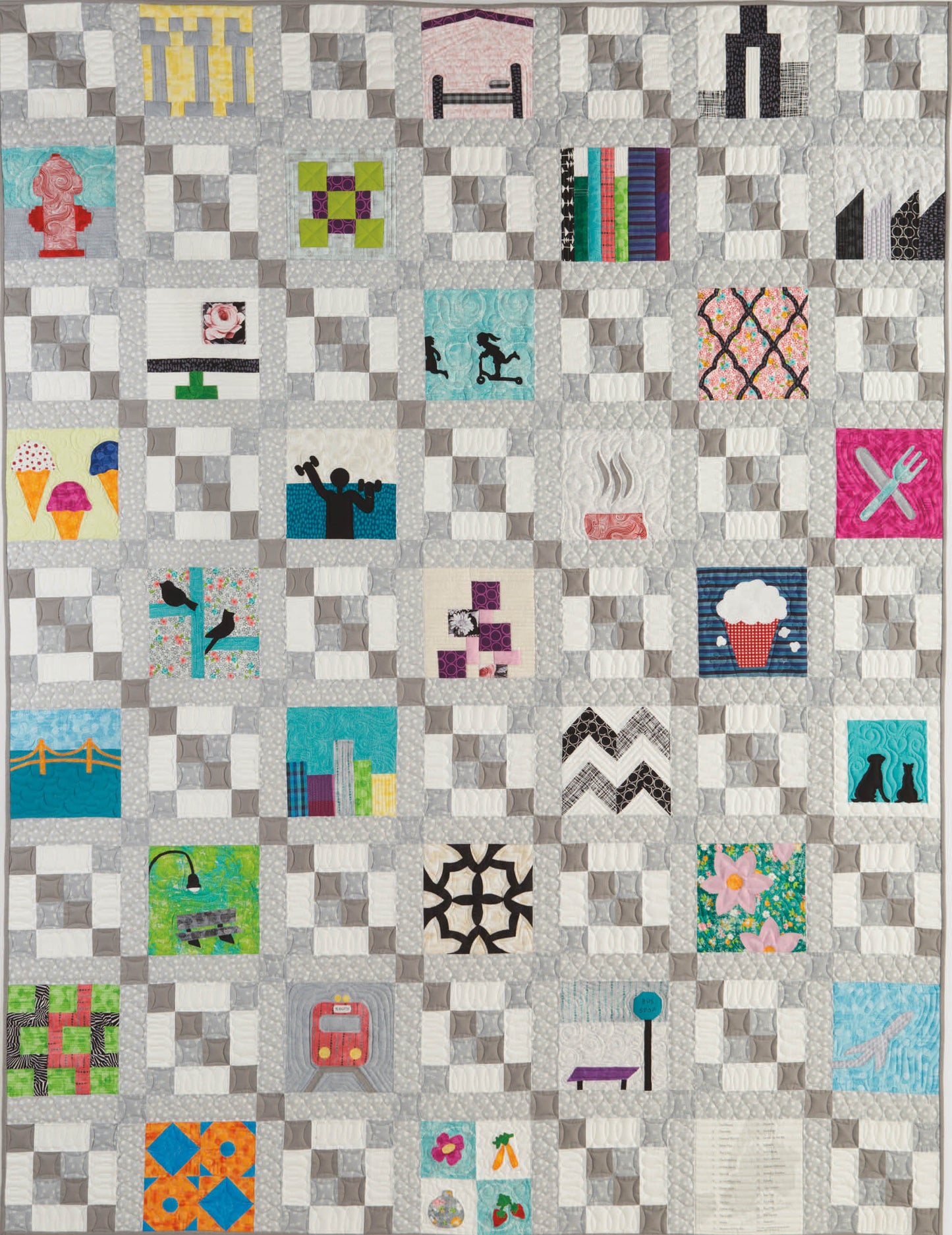 City Blocks—32 Pieced and Applique Blocks Portraying City Life by Leisure Arts is a digital download featuring colorful square designs with city-inspired patterns, perfect for beginner quilters starting their creative journey.