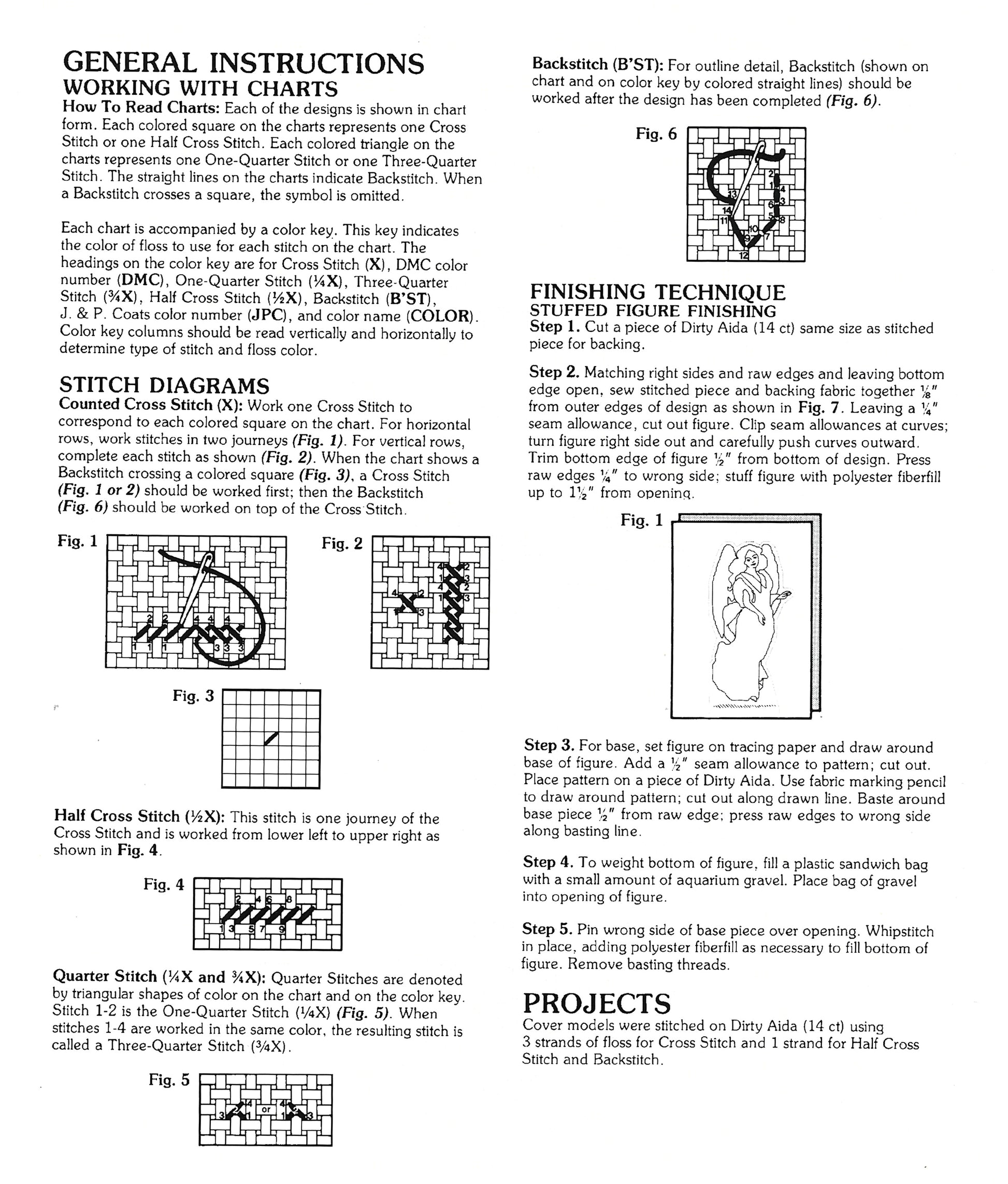 The Holy Family Heirloom Nativity Book 1 by Leisure Arts offers charts, diagrams, and step-by-step counted cross stitch instructions, including stitching, backstitching, thread changes, blending, finishing techniques, labeled figures, and sample grids.