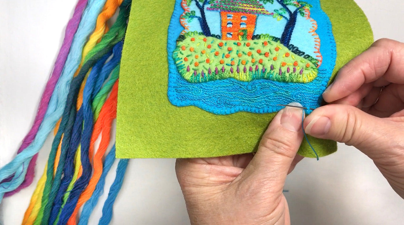 Free-form Embroidery: Little House in the Woods with Stitch Library
