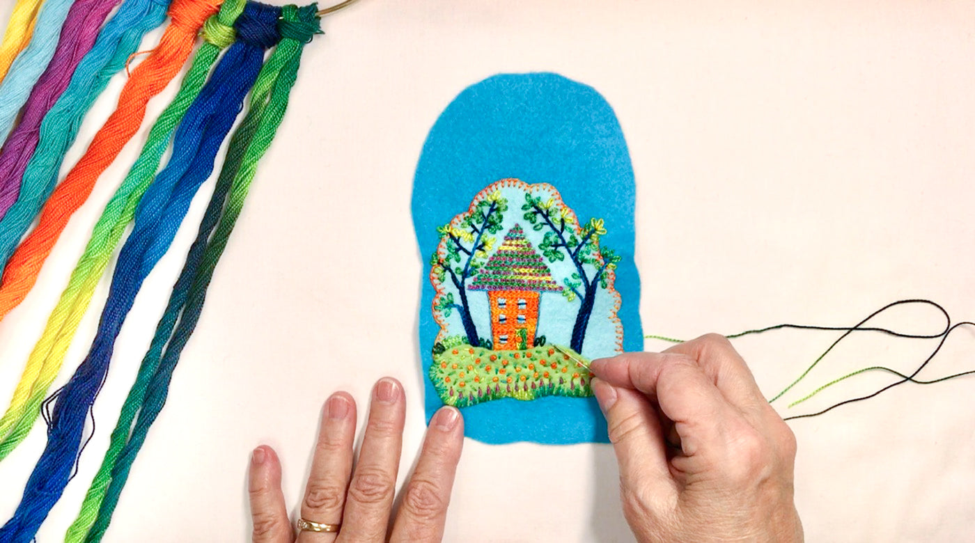 Free-form Embroidery: Little House in the Woods with Stitch Library