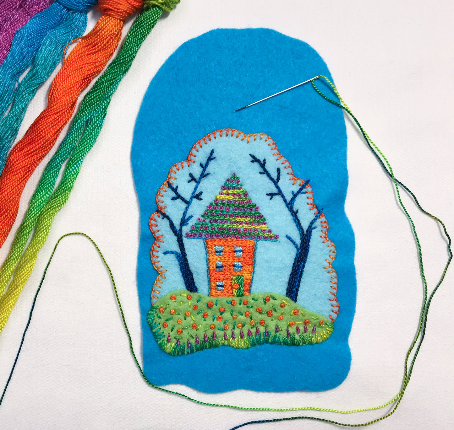 Free-form Embroidery: Little House in the Woods with Stitch Library