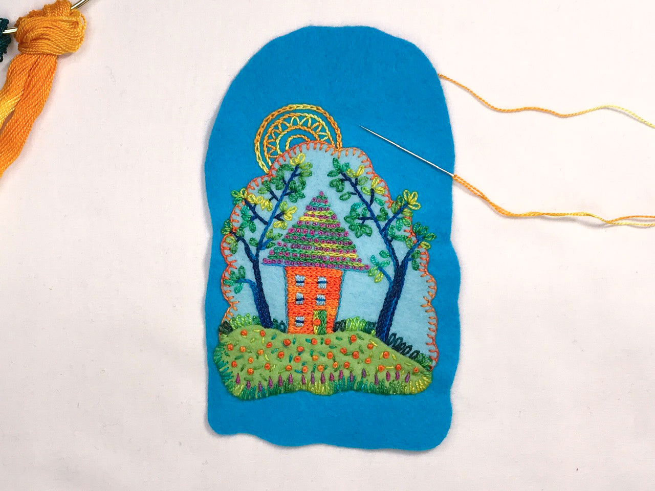 Free-form Embroidery: Little House in the Woods with Stitch Library
