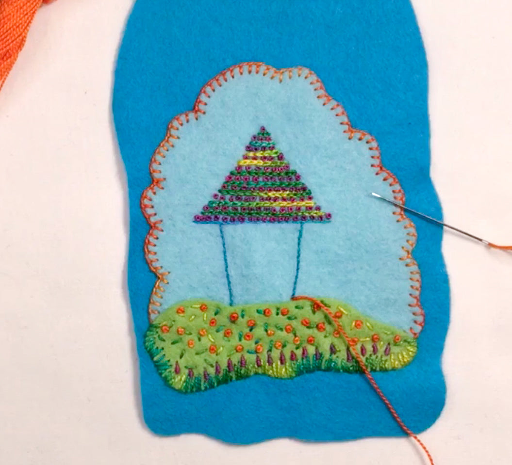 Free-form Embroidery: Little House in the Woods with Stitch Library