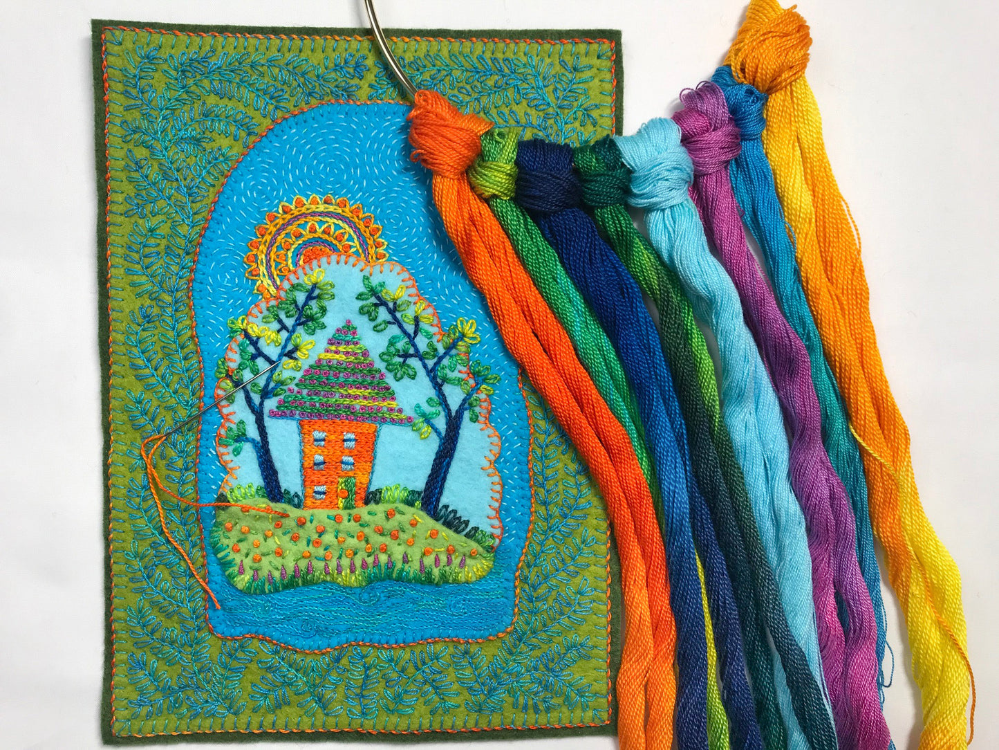 Free-form Embroidery: Little House in the Woods with Stitch Library