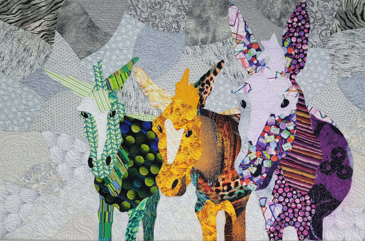 Turned Edge Machine Piecing: Donkey Art Quilt