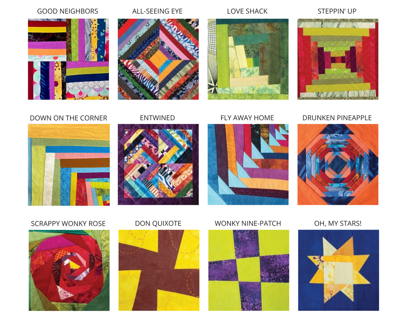 Scrappy Wonky Quilt Block Extravaganza - The Blocks