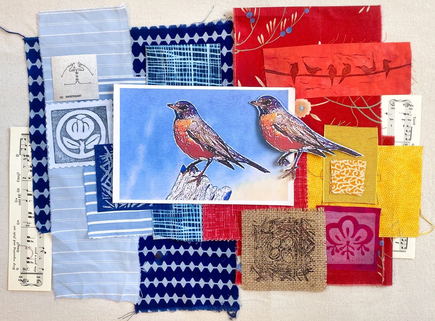 Fabric Collage Fun: Backyard Bird Edition