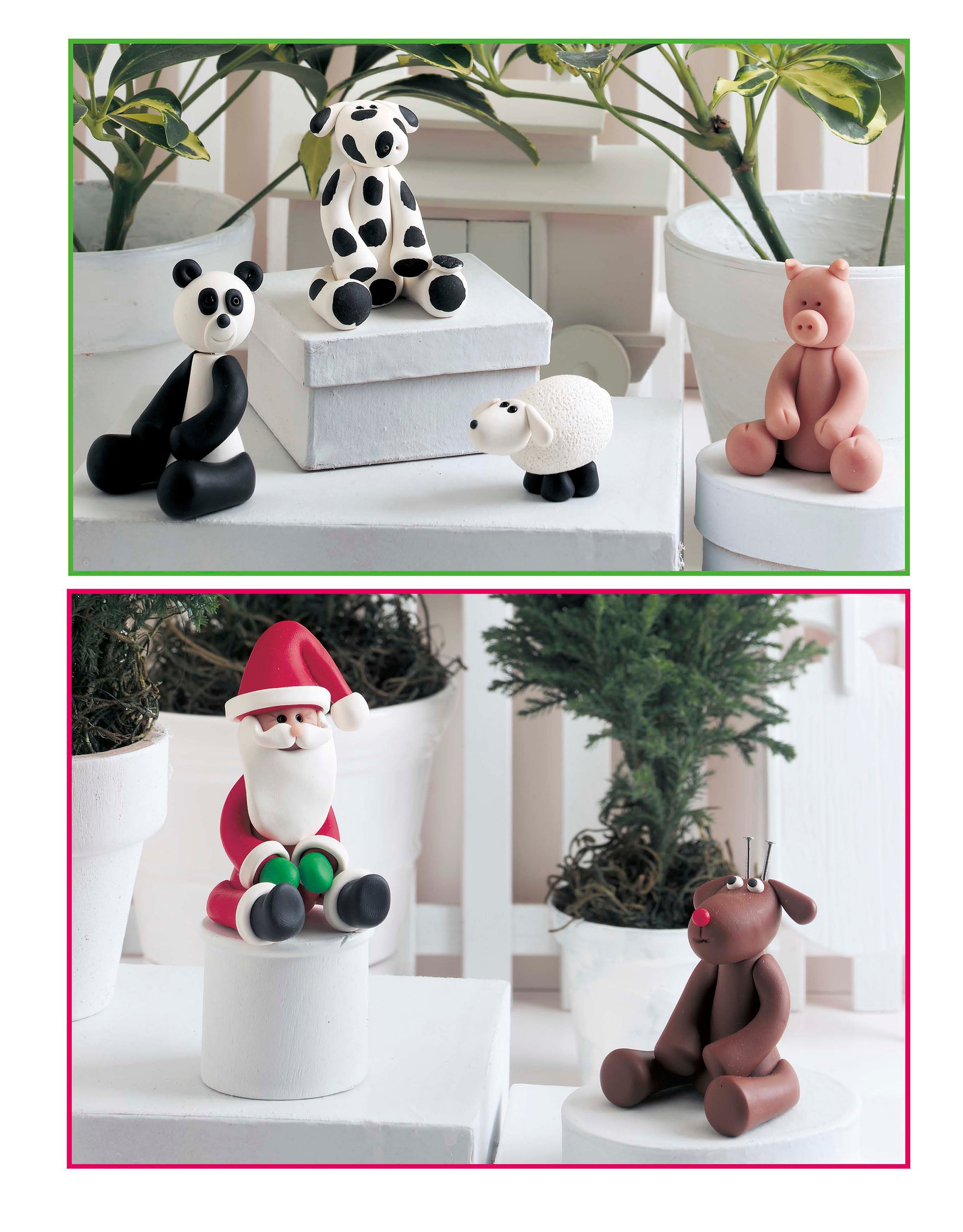 I Can't Believe I'm Sculpting Clay Figures Digital Download by Leisure Arts: Includes step-by-step guides to making cute animal clay figures (panda, cow, pig, sheep) and festive holiday designs (Santa, reindeer with Christmas trees).