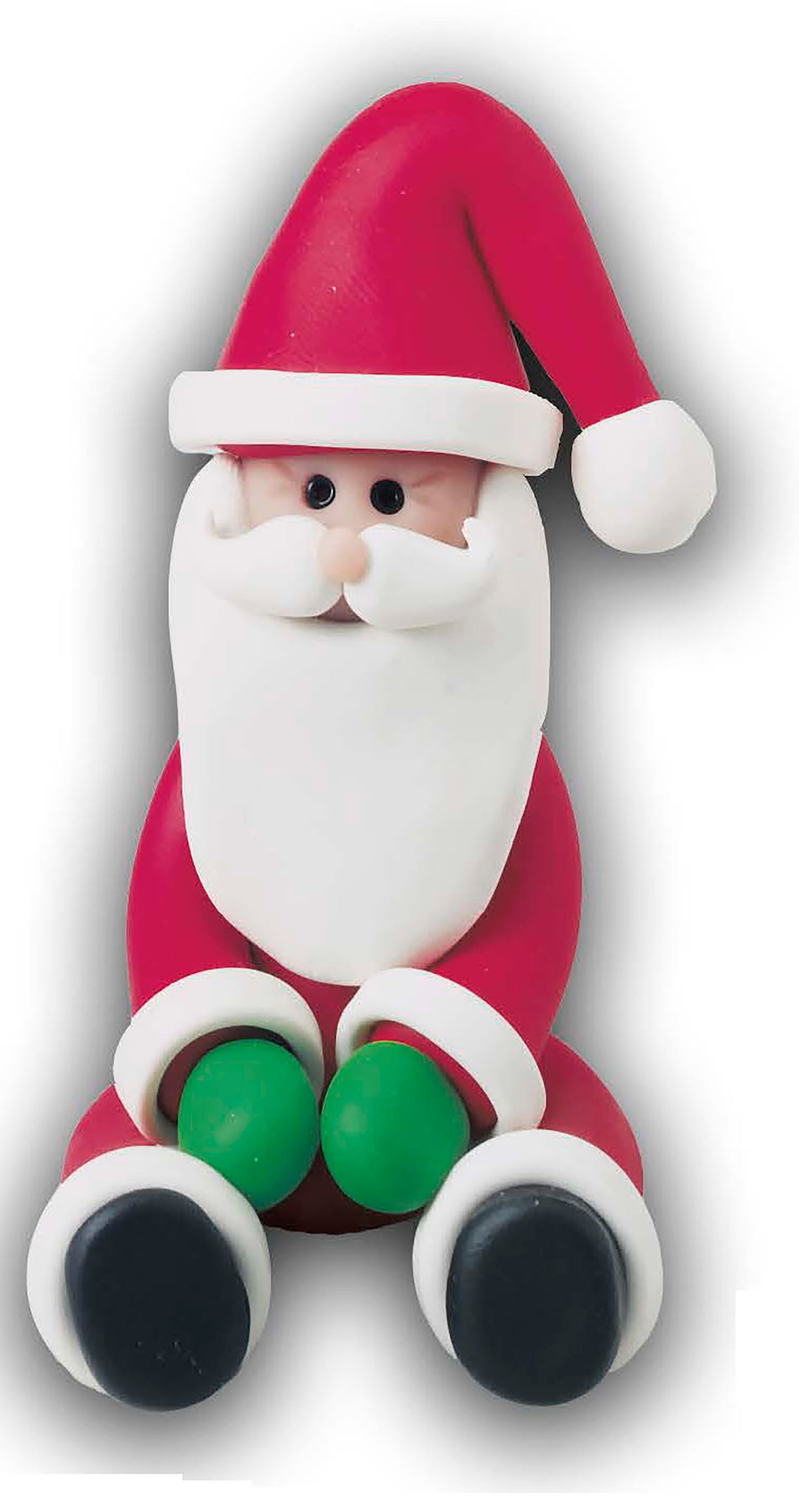Find inspiration for your next project with Leisure Arts' "I Can't Believe I'm Sculpting Clay Figures" digital download, featuring a cheerful clay Santa in a red suit, white beard, green mittens, and black shoes—perfect for beginners!.