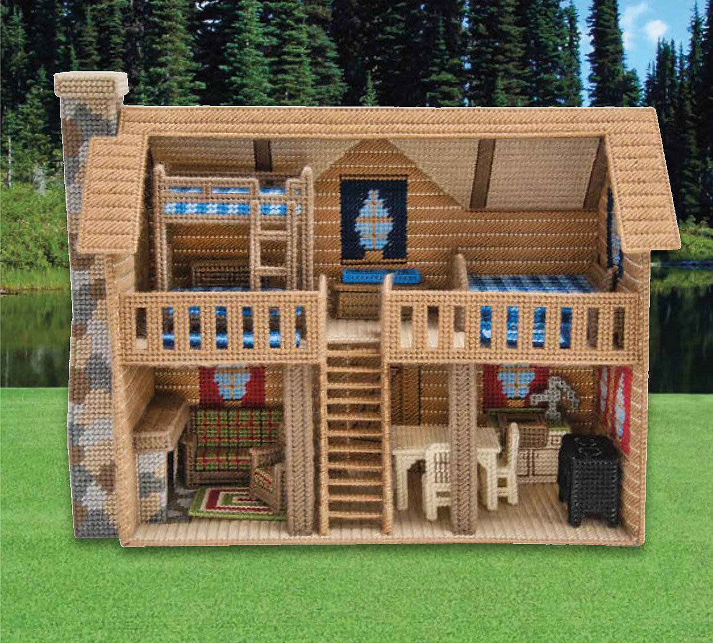 Log Cabin in Plastic Canvas