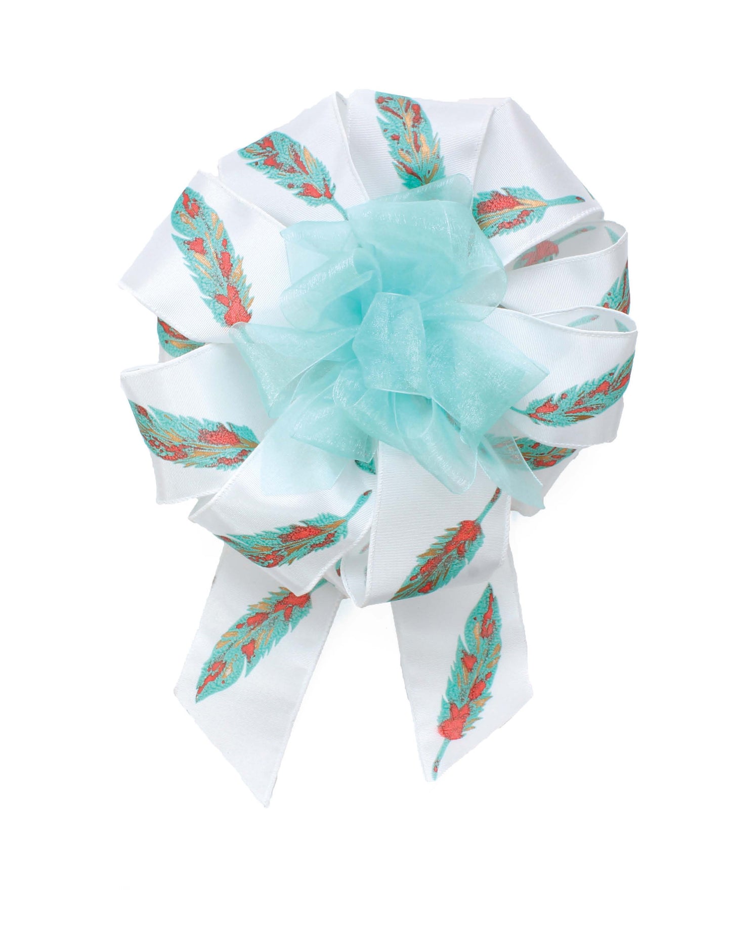 Get inspired with Bow Making Basics Digital Download by Leisure Arts—featuring layered bows made from white feather-patterned ribbon and sheer blue ribbon, perfect for beginner-friendly designs and easy bow making ideas.