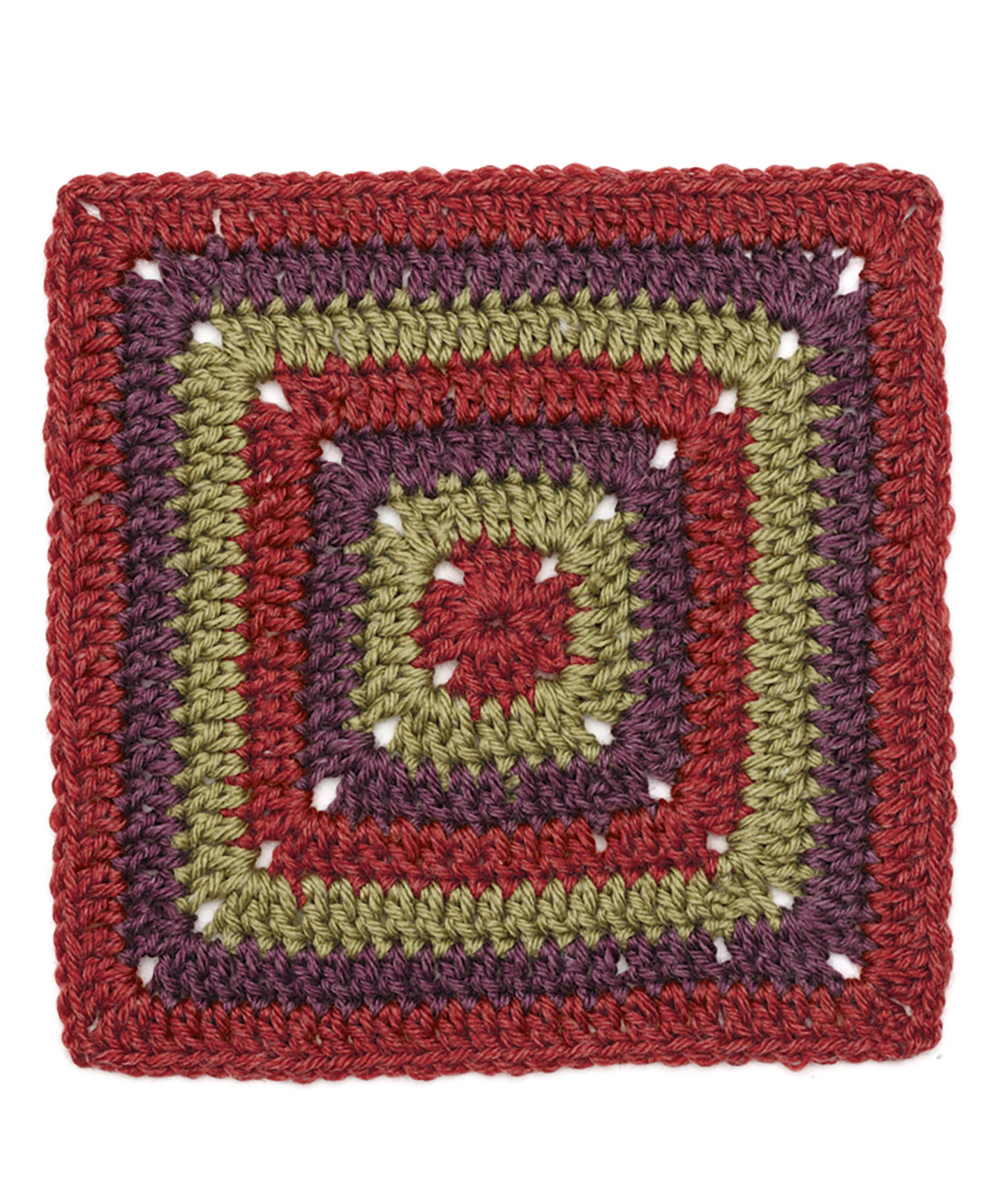 Discover new crochet afghan patterns with the Granny Square Stitch Guide by Leisure Arts—ideal for sampler projects featuring geometric designs and colorful yarns with classic gaps at the corners.
