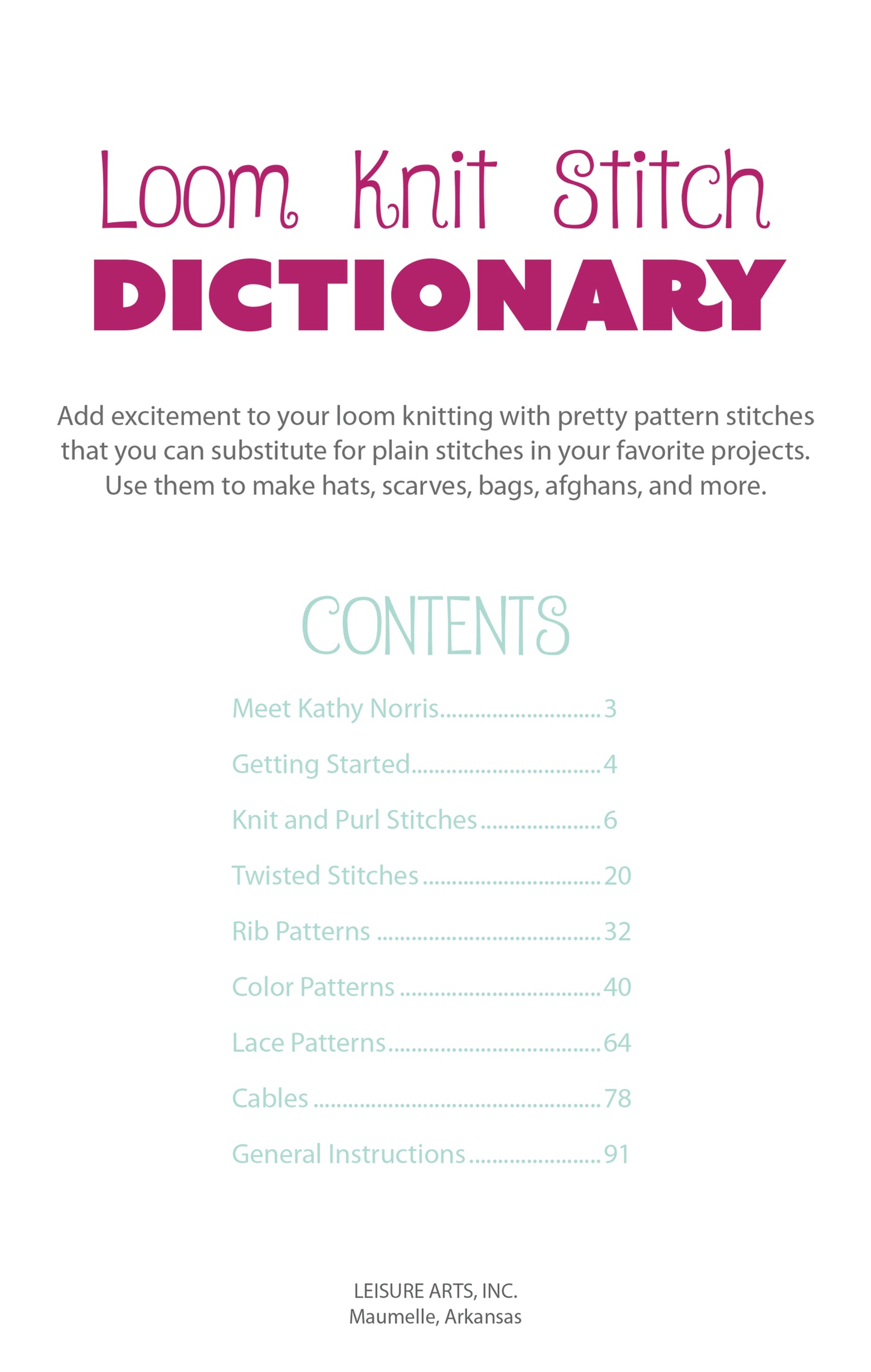 Loom Knit Stitch Dictionary