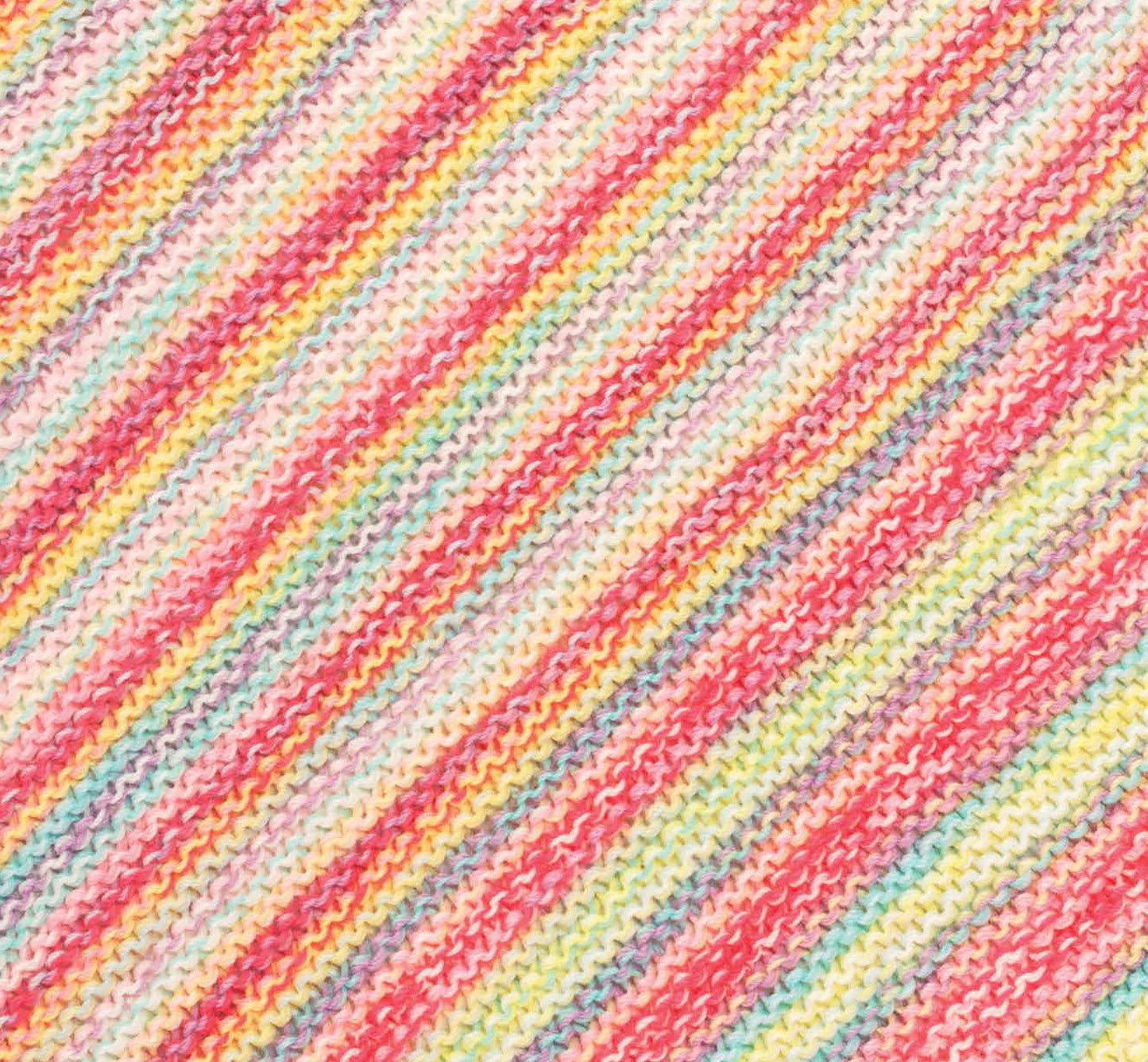 Close-up of a softly textured, pastel diagonal-striped knit fabric—ideal inspiration for projects in Leisure Arts' Sweet Knits—9 Baby Projects. Perfect for beginner knitters or handmade baby clothes.