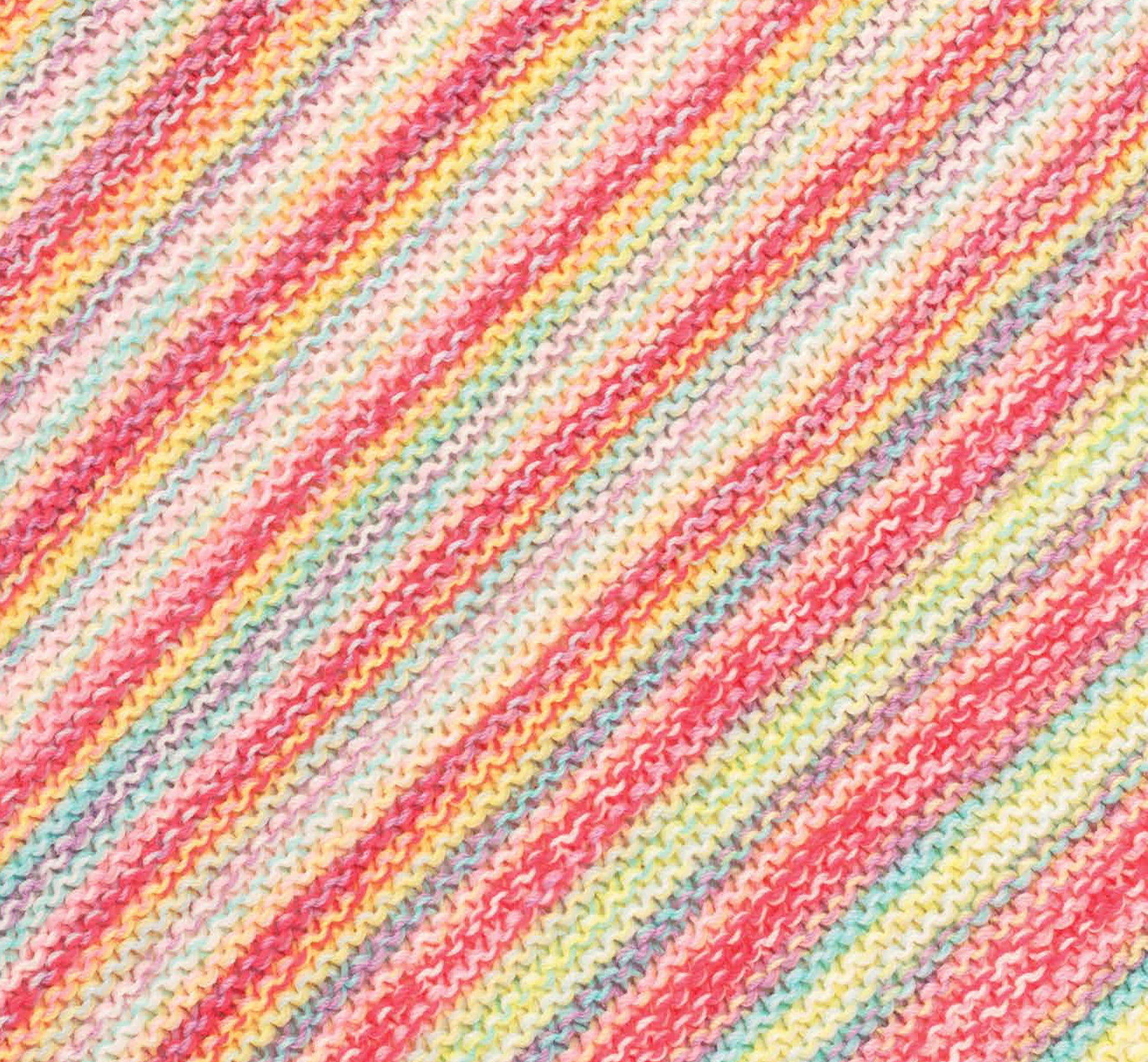 Close-up of a softly textured, pastel diagonal-striped knit fabric—ideal inspiration for projects in Leisure Arts' Sweet Knits—9 Baby Projects. Perfect for beginner knitters or handmade baby clothes.