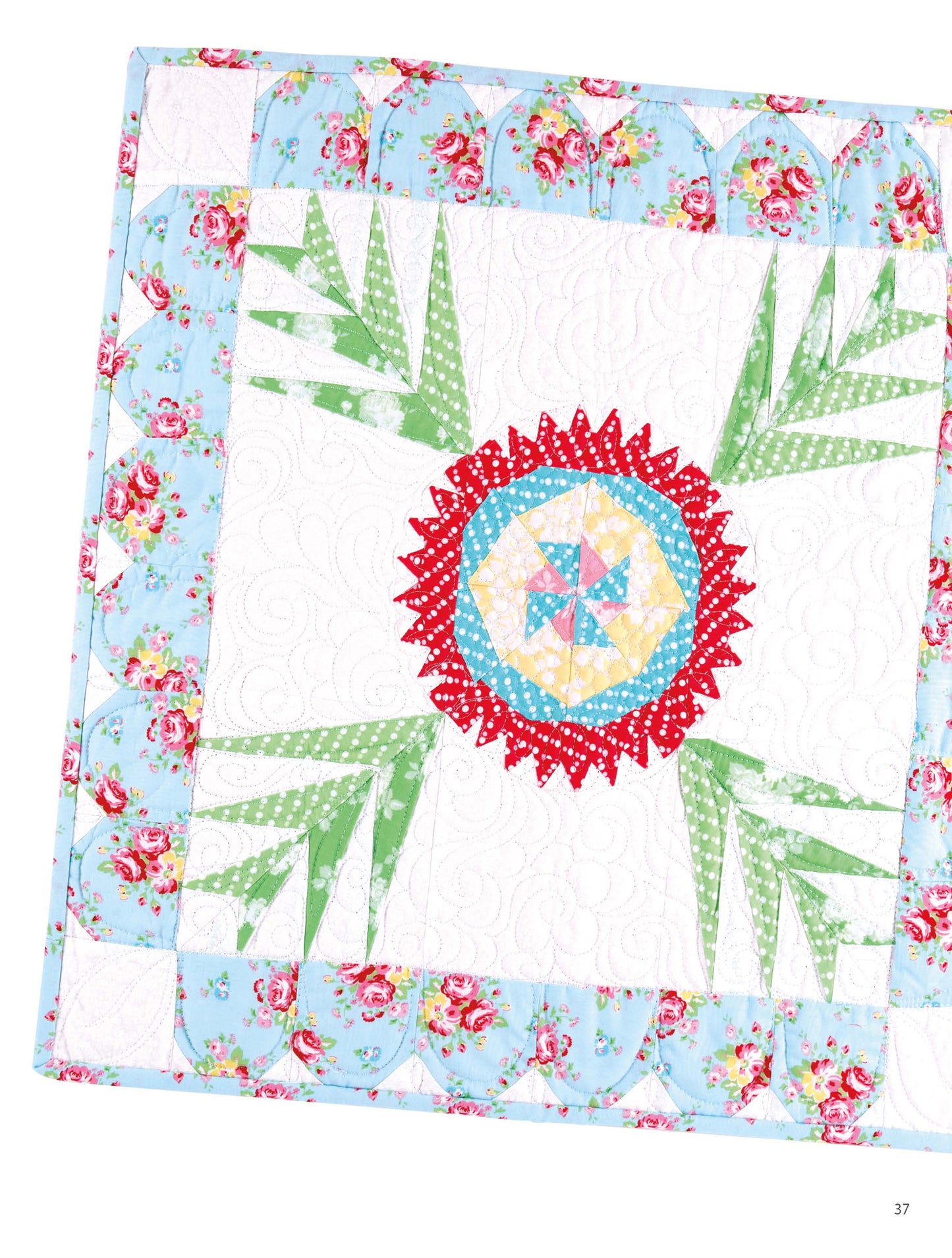 Brighten your space with Miniature Quilts—12 Tiny Projects That Make a Big Impression by Leisure Arts, featuring vibrant circular floral designs and colorful borders—perfect as mini quilts or unique home decor gifts.