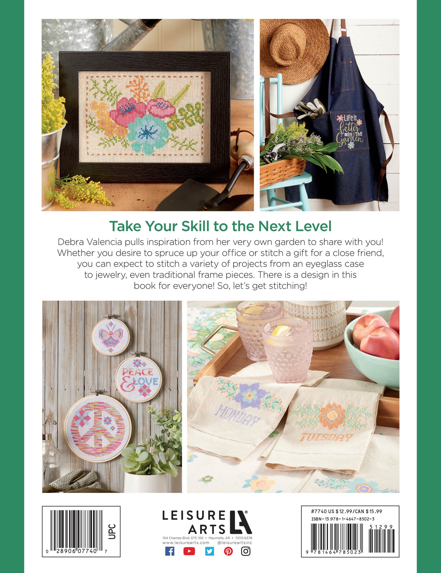 Discover inspiring stitching ideas in "From the Garden Cross Stitch" by Leisure Arts! Create floral framed art, aprons, fashion accessories, circular pieces, and cross-stitched napkin sets—all perfect for home décor and creative projects.