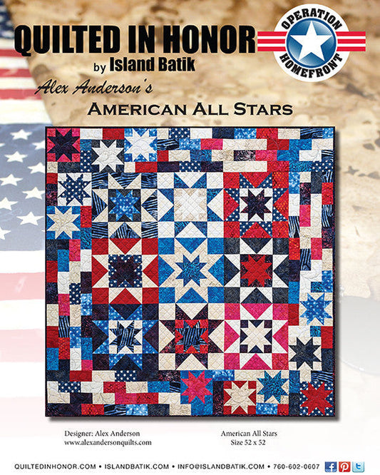 Alex Anderson's American All Stars Quilted in Honor Benefit ePattern, Digital Download