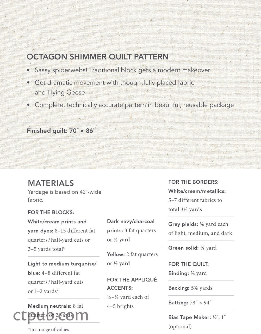 Octagon Shimmer Quilt ePattern Digital Download